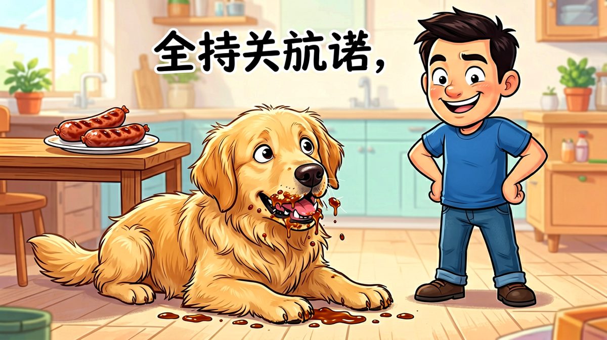 这根香肠它自己跳进我嘴里的，真不是我吃的。