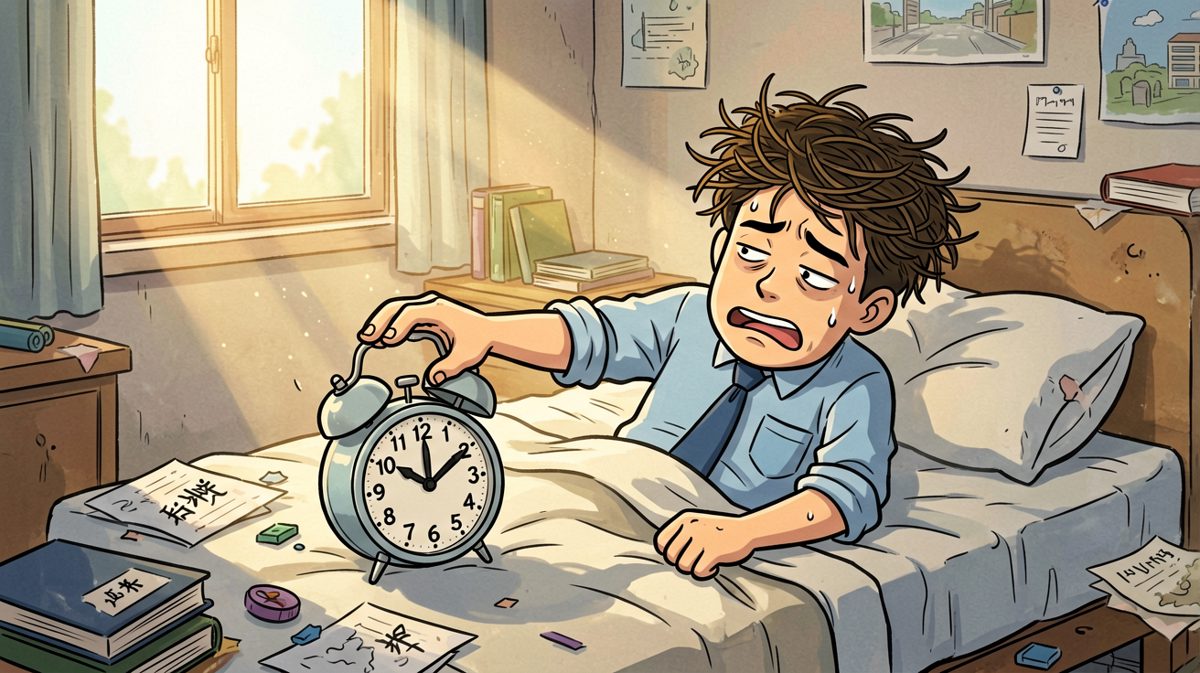 格一：闹钟响了，但起床这件事比登天还难。