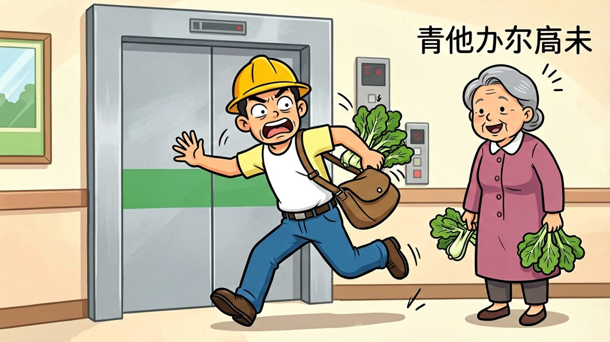 格三：抢电梯的最高境界是把自己挂上去。