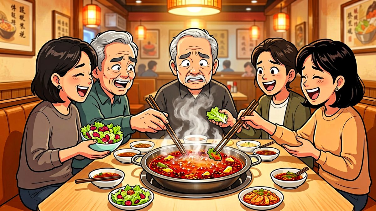 身体很诚实地伸向了火锅。