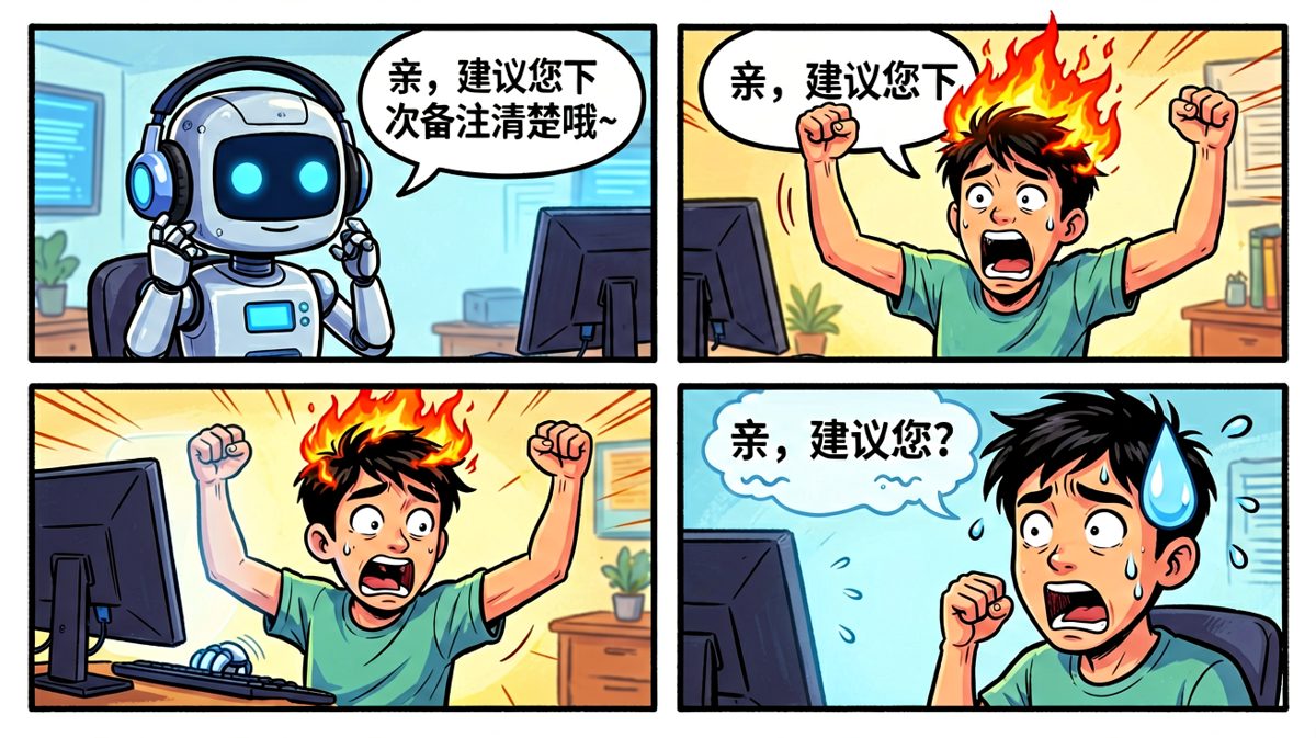 第4格：投诉无门，被一句"建议备注"气到石化
