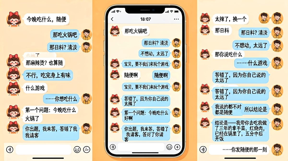 随便，是情侣聊天里最难答的送命题