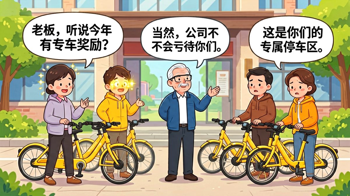 老板说的专车奖励，是共享单车专属停车区。