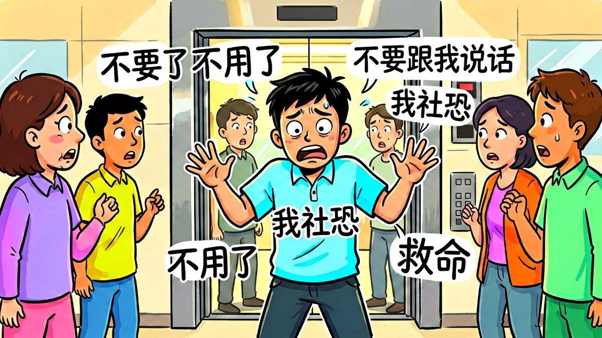 社恐人在电梯相遇时的内心海啸。