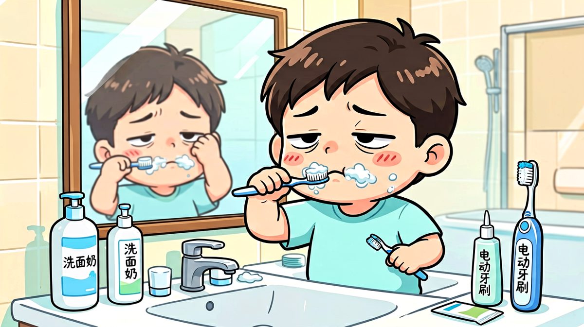 勉强清醒，开始洗漱，但灵魂还在床上。