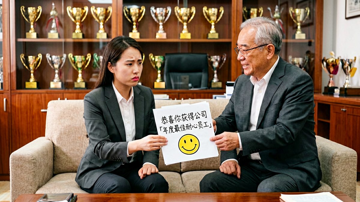 老板：「这是对你去年没离职的最好奖励。」