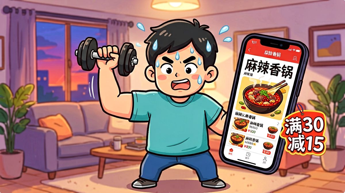 运动和点外卖同时进行，堪称绝技。