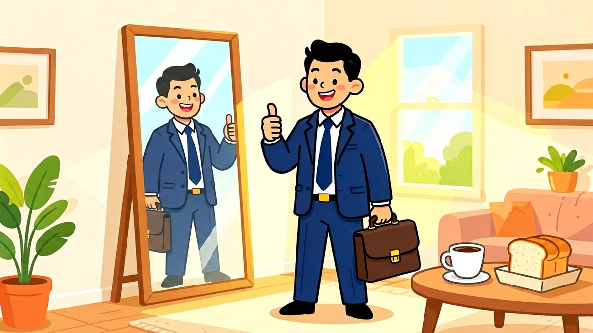 主人公信心满满地准备出发去上班！