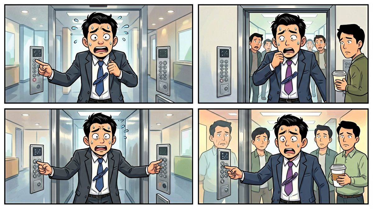 电梯前的社恐崩溃瞬间