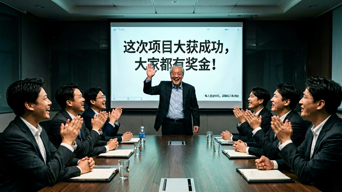老板宣布发奖金，每人50元