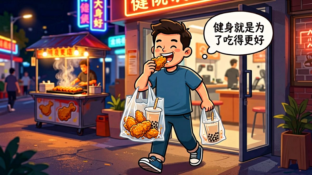 第4格：健身房出来的第一件事——买炸鸡犒劳自己