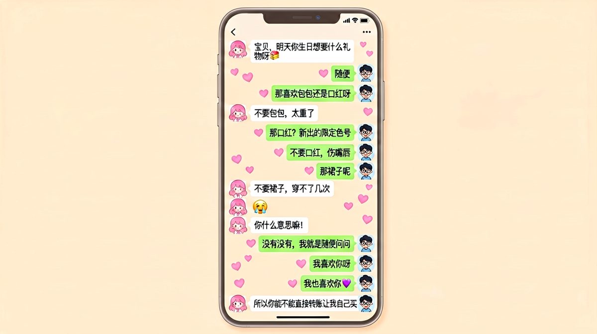 男生问女生要什么礼物，每次推荐都被否决，最后女生直接要转账
