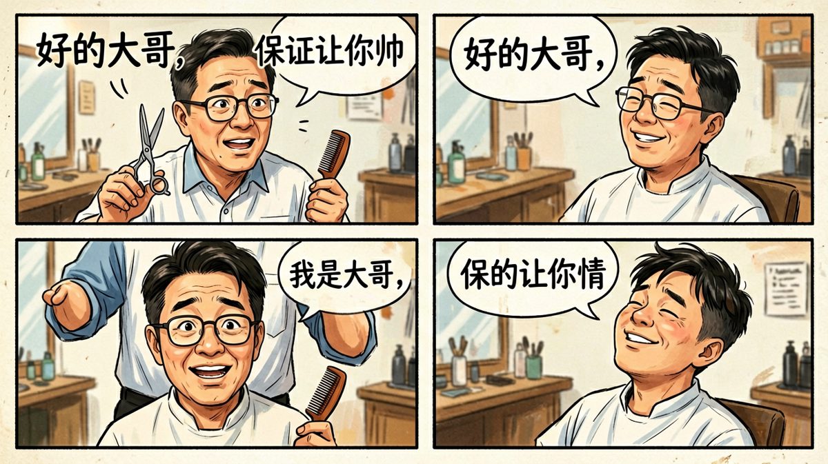 理发师拍胸脯保证，主角安心等待蜕变