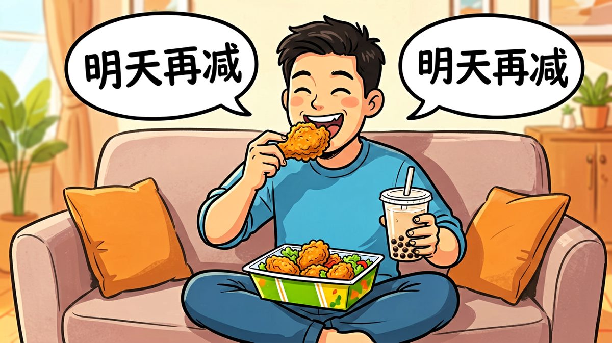 明天一定！今天的蔬果就当是给炸鸡看门了