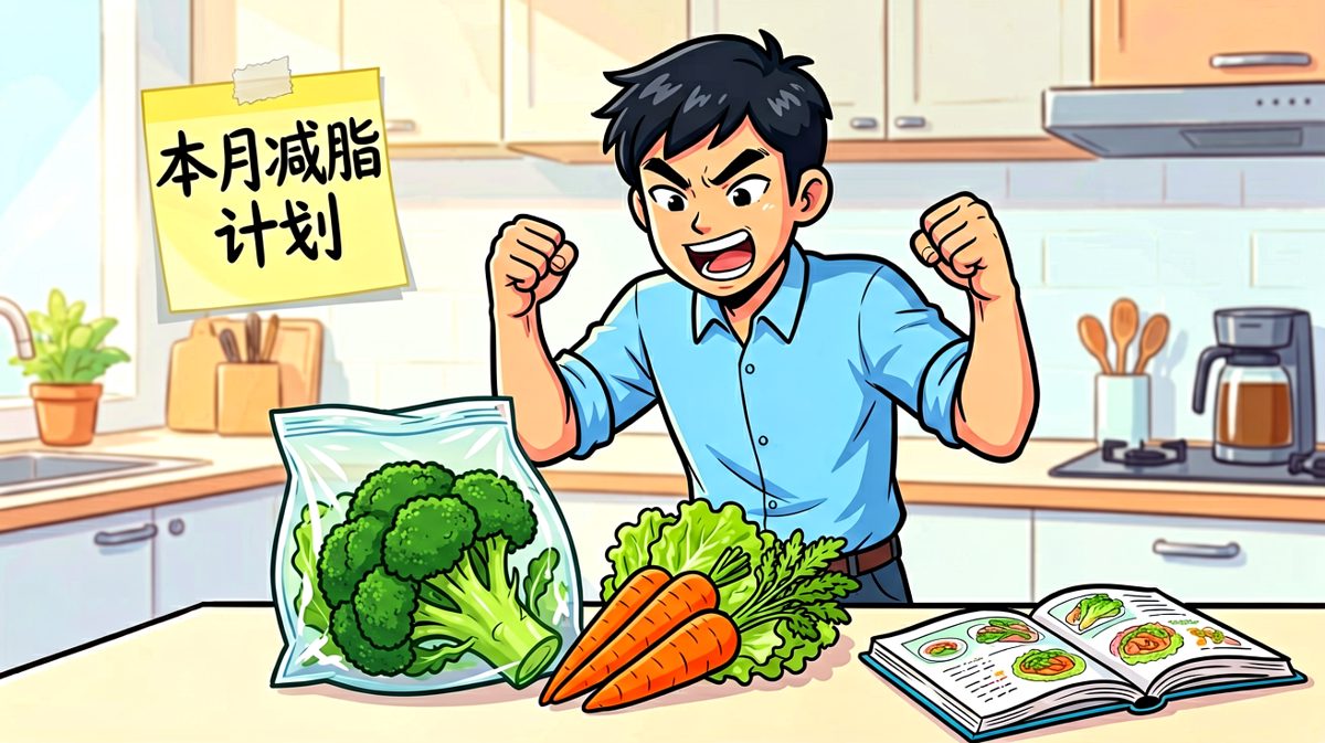 第1格：雄心勃勃宣布开启减脂计划，万物皆可水煮！