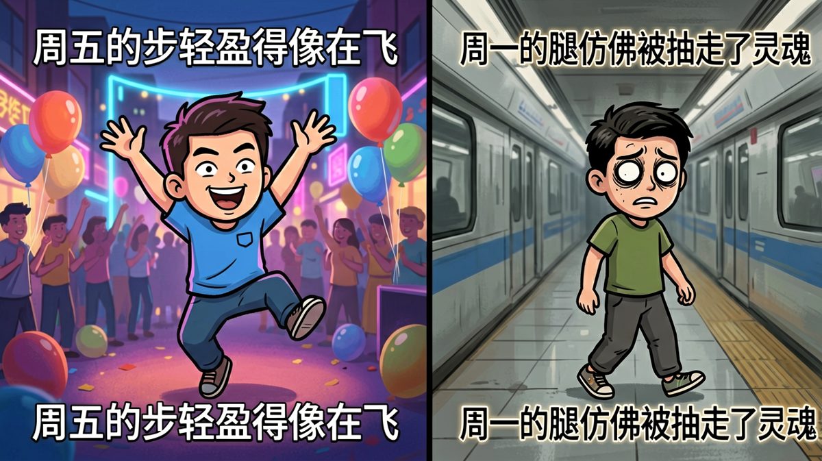 周五和周一，是两个平行世界，中间隔着一个周末。