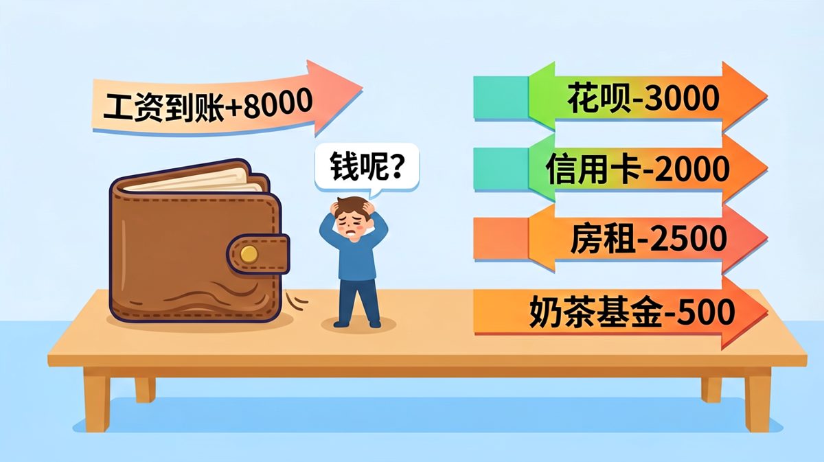 工资到手还没焐热，就已经完成了它该去的每一个地方。