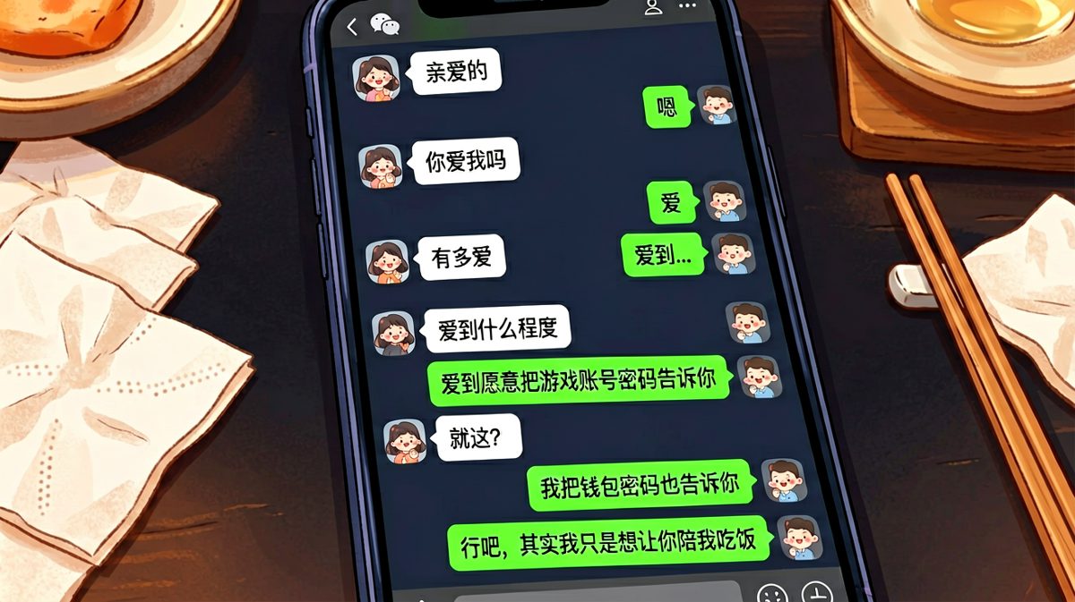 女生试探男生爱意，最后发现只是想约饭