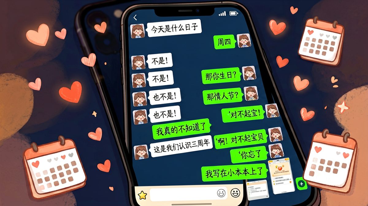 男生忘记纪念日，紧急抢救并展示备忘录证据