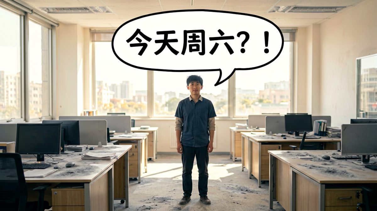 公司空空如也，小明终于反应过来——今天周六！