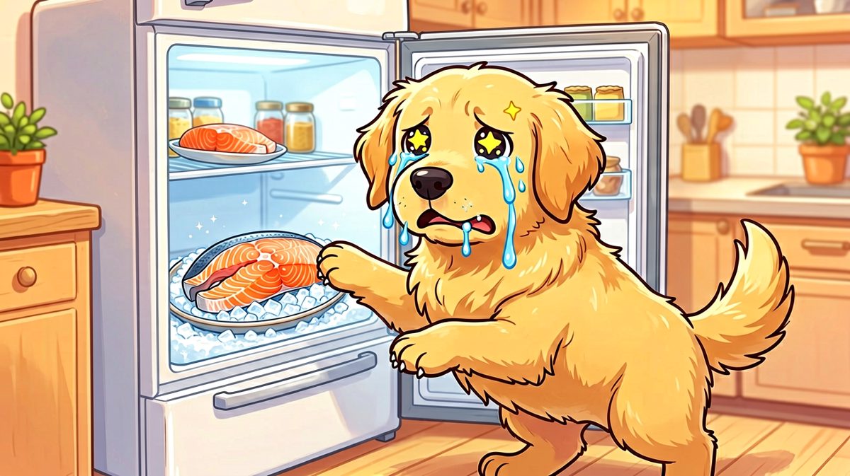 狗狗：妈妈说今晚吃沙拉，可这盘鱼明明是在叫我！