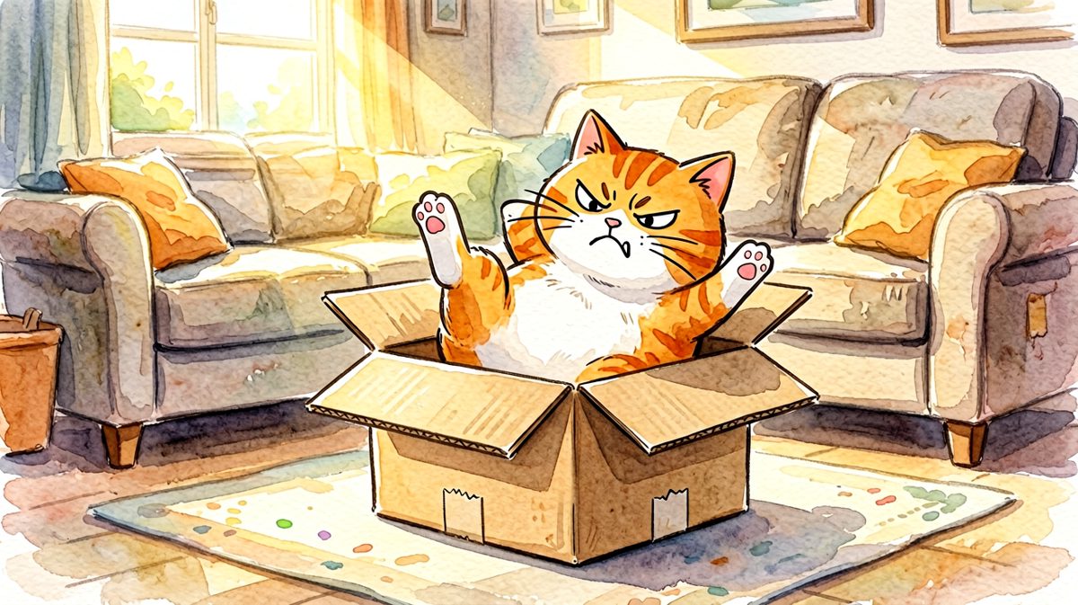 猫咪：当初是谁说纸箱是世界上最棒的窝？是我，对不起我是小丑。