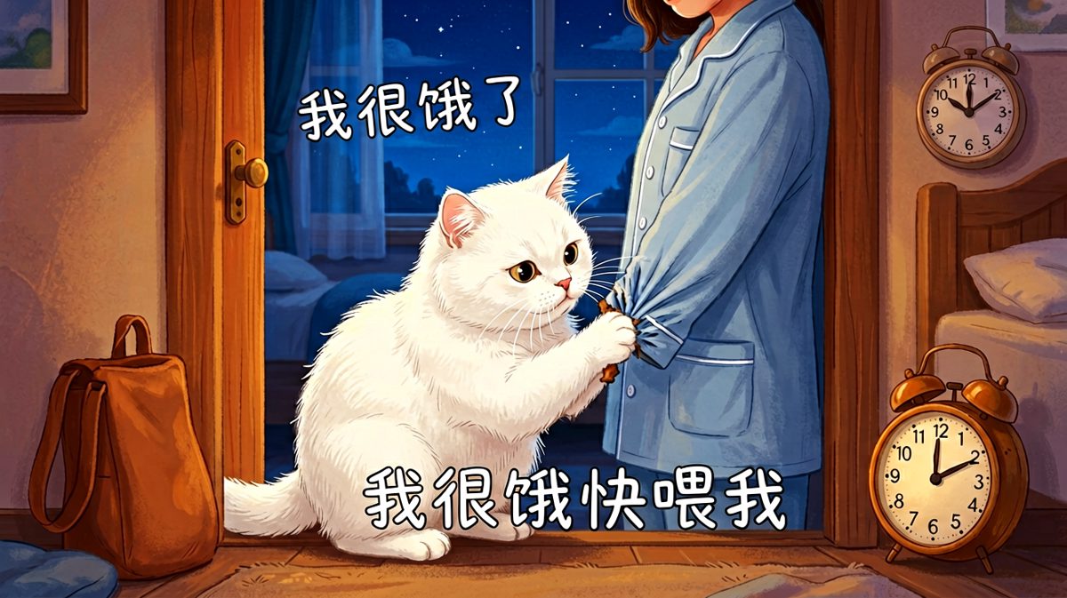 猫咪：两脚兽，你的良心不会痛吗？现在是凌晨三点！