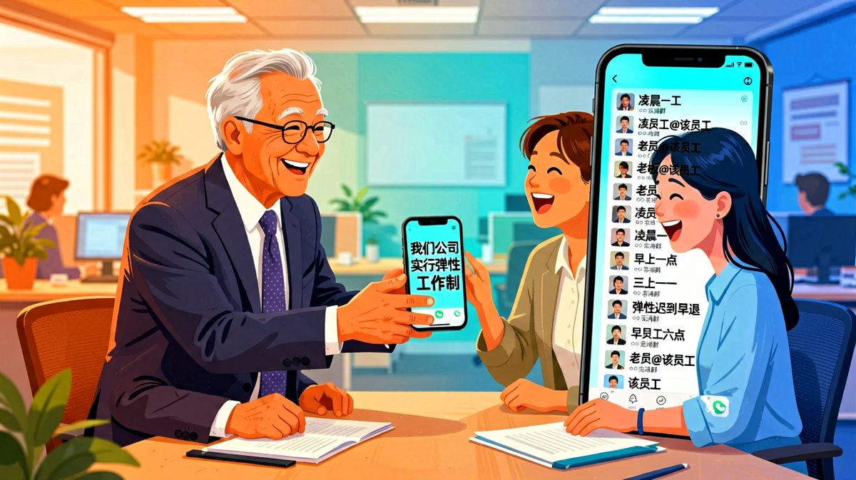 老板说弹性工作制，员工以为是时间自由，结果是老板的时间自由——随时弹到你手机上