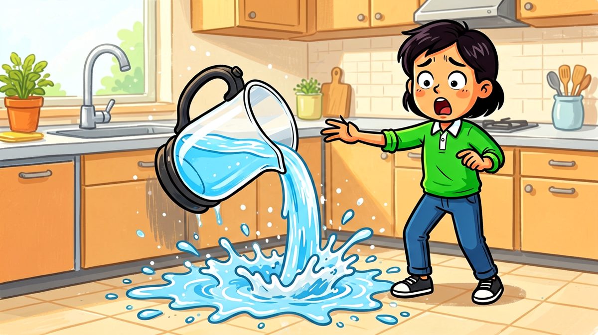 手滑了！水洒一地