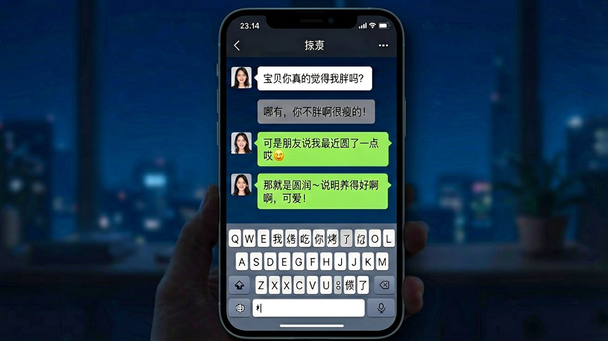 深夜送命题：男生以为夸她可爱过关了，结果对方默默起身去吃烧烤了