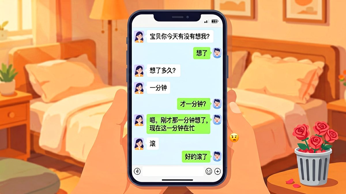 一分钟想你——男生对「想你」的时间精确到分钟的搞笑对话