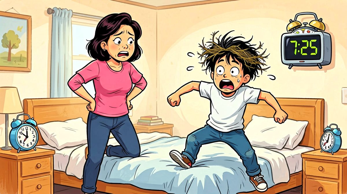 妈：你再不起我就把被子收走了！