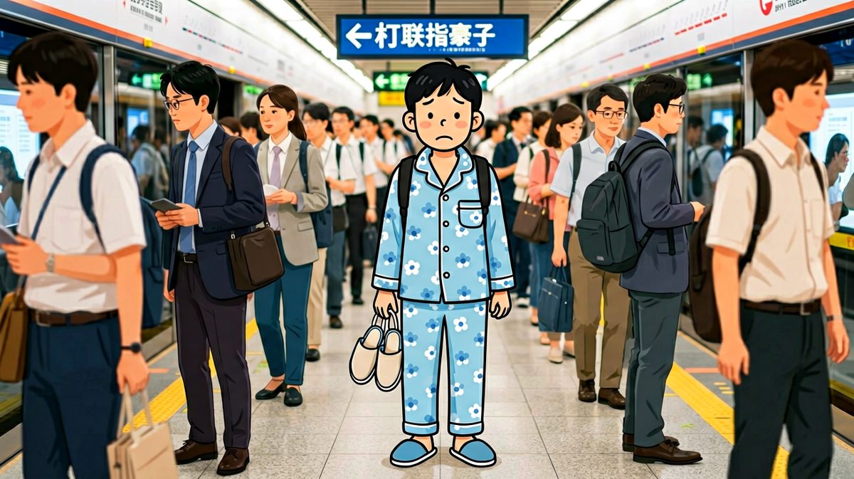 冲到地铁站才发现……我穿的是睡衣