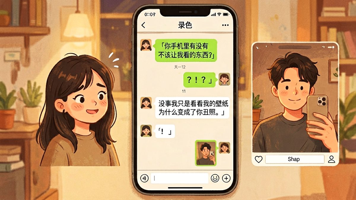 女生查岗变翻车现场：我偷偷把你设成背景你还不知道？