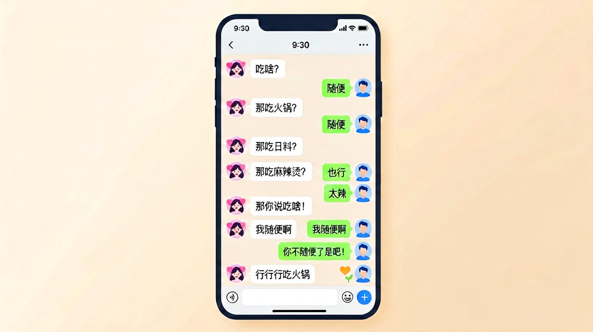 男生在'随便'和'都行'之间反复横跳，最终被女生逼出答案的崩溃瞬间