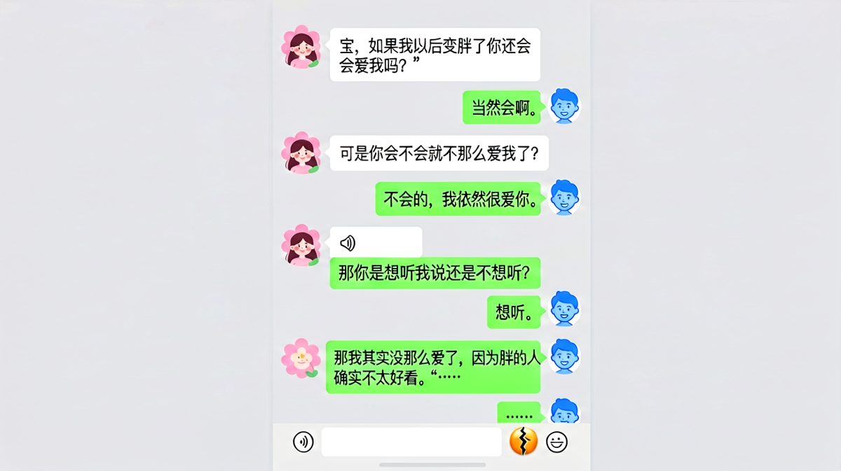 女生试探性问题，男生诚实到让人心碎的反转