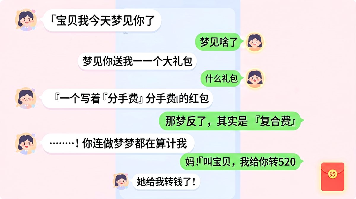 梦见分手费还能逆转为转账，这届女朋友的脑回路清奇