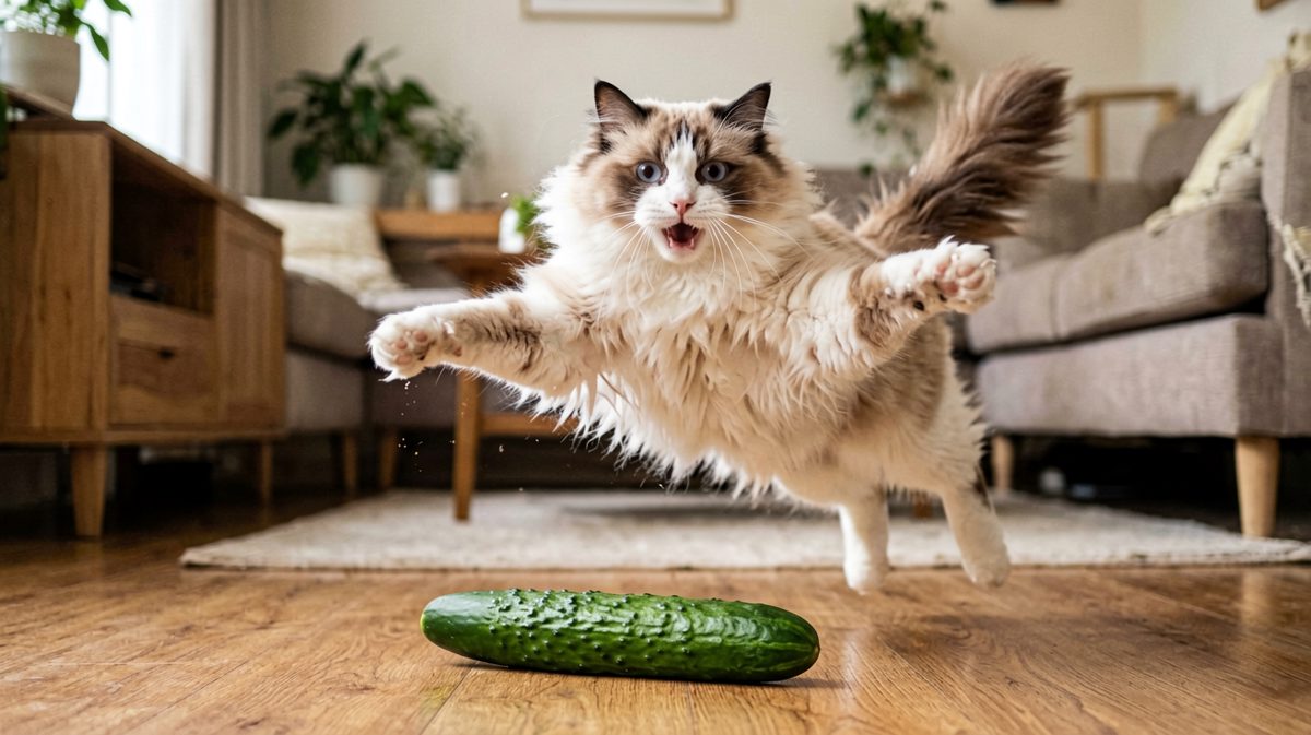 猫咪：这绿色长条东西是谁派来的刺客！
