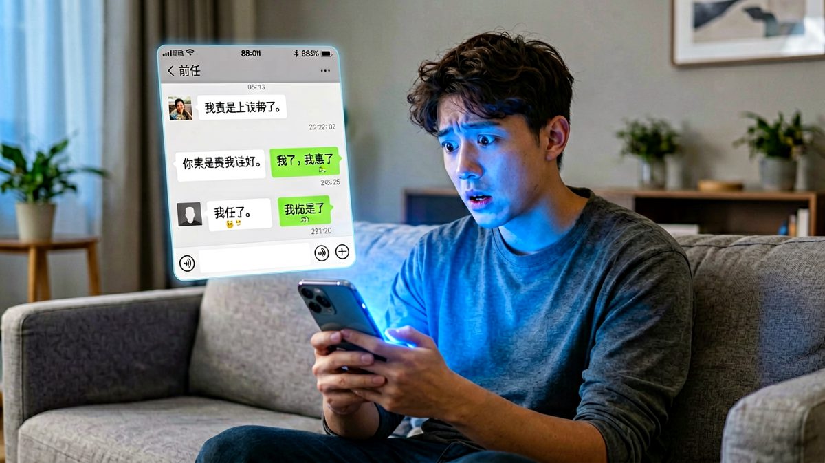 发错消息给前任，后悔莫及的表情。