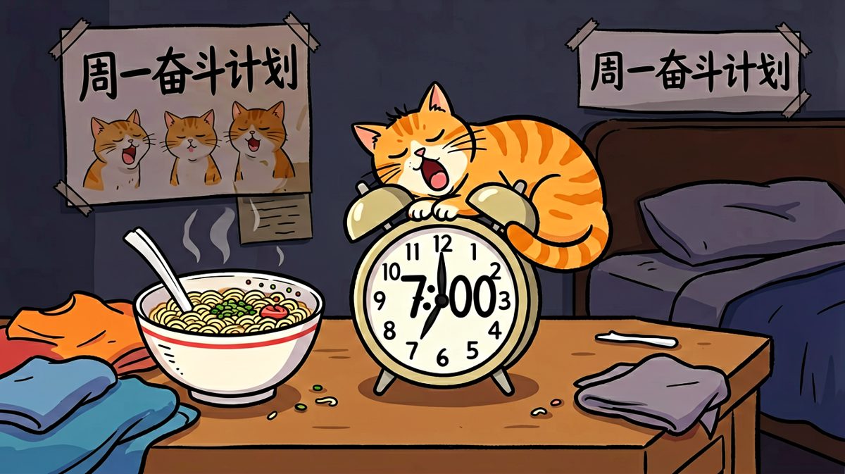 闹钟响了，我发誓这是人生中最痛苦的一次挣扎。