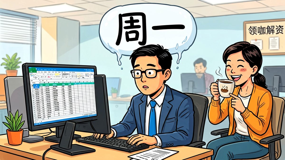 我坐在工位上，灵魂还在床上没跟过来。