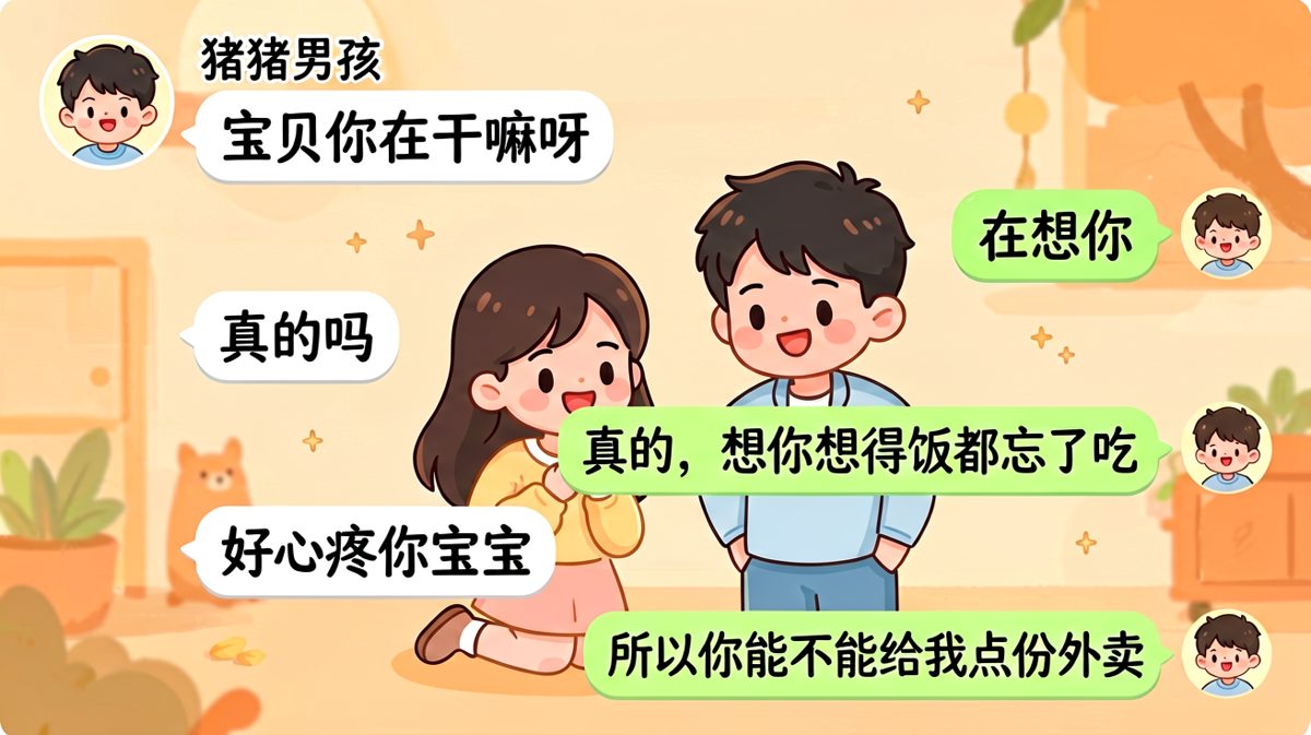 "想你想得饭都忘了吃"——下一秒就要外卖，神转折笑崩