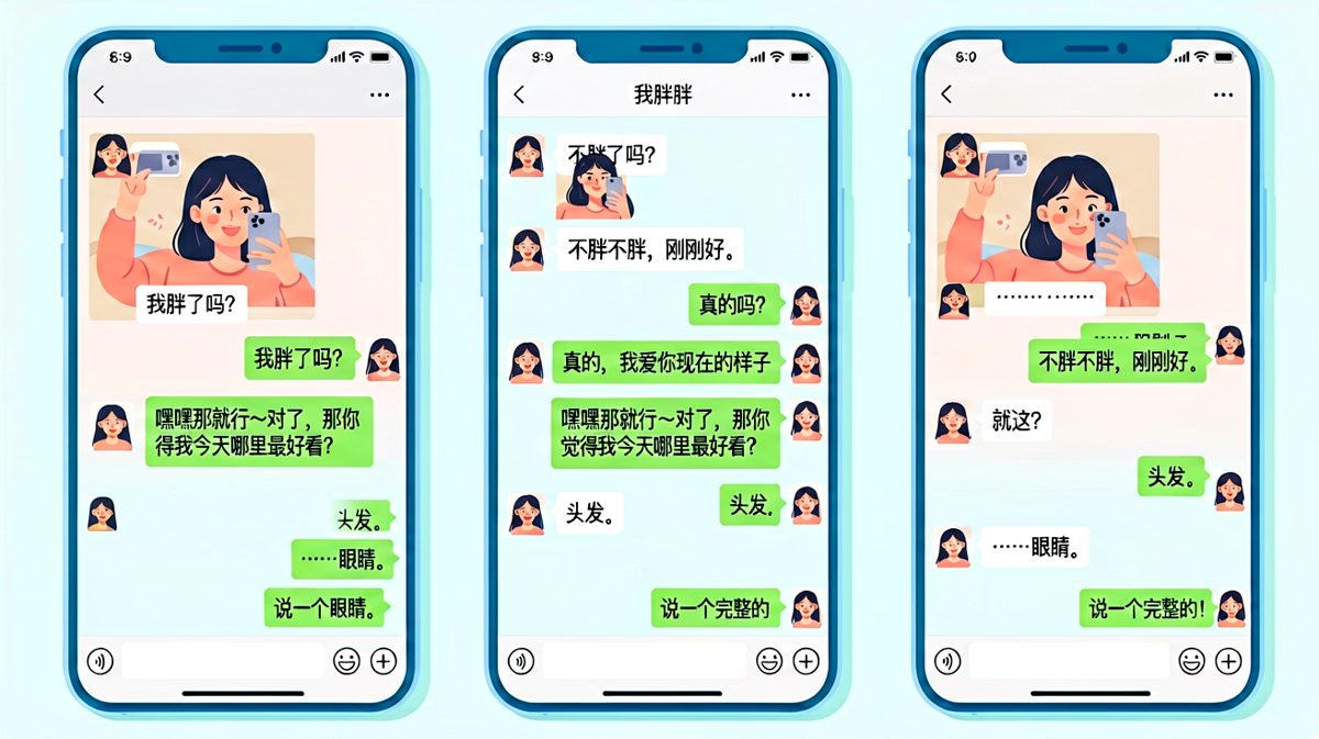 「我胖了吗」是送命题，男生回答完以为过关了其实还没结束