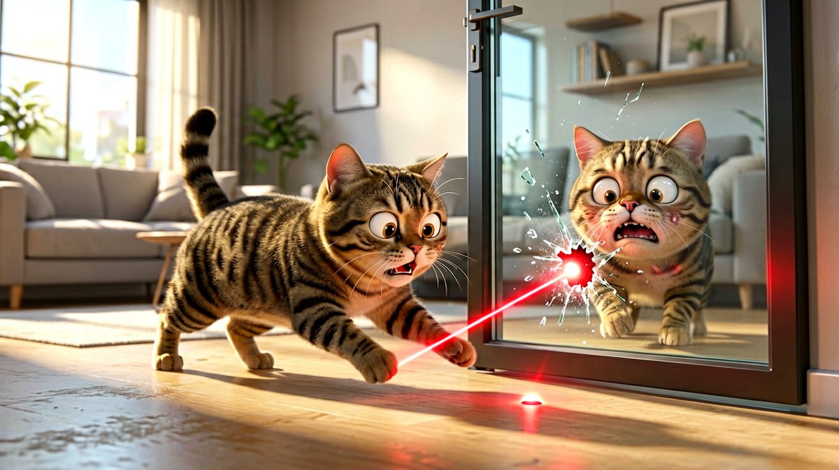 猫咪：红点呢？！谁把玻璃装在路中间啊！