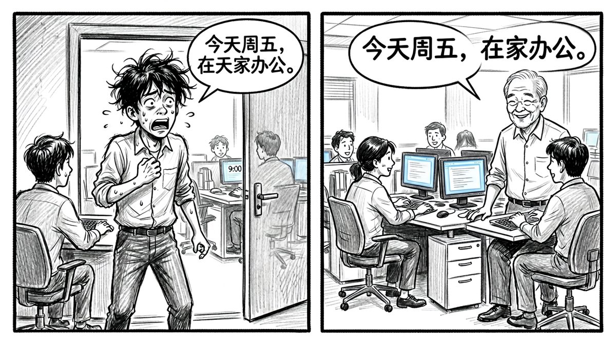 主人公白跑了，原来今天是远程办公日
