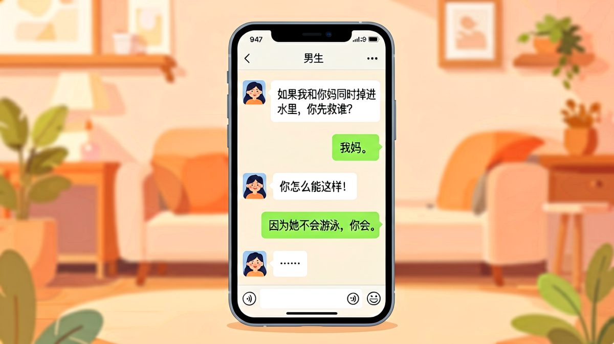 送命题被男生用逻辑满分的方式化解，女生无言以对。