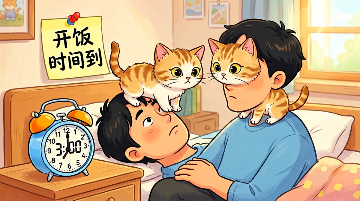 三点整，你的铲屎官该起床喂饭了