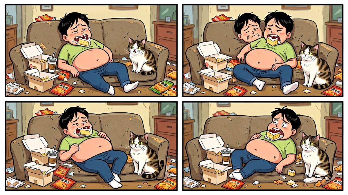 晚上：就一口……怎么吃完了一整只鸡？