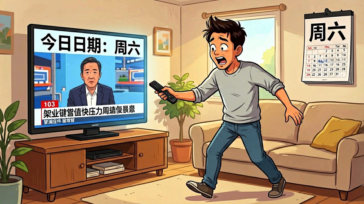 主角开心地打开电视，却发现今天竟然是周六