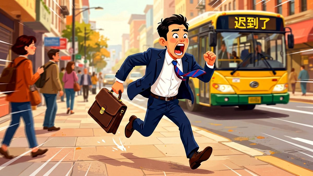 一路狂奔，公交已关门前一秒。